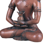 Pure Brass Meditating Buddha Statue - Antique Copper Finish, 13" Height